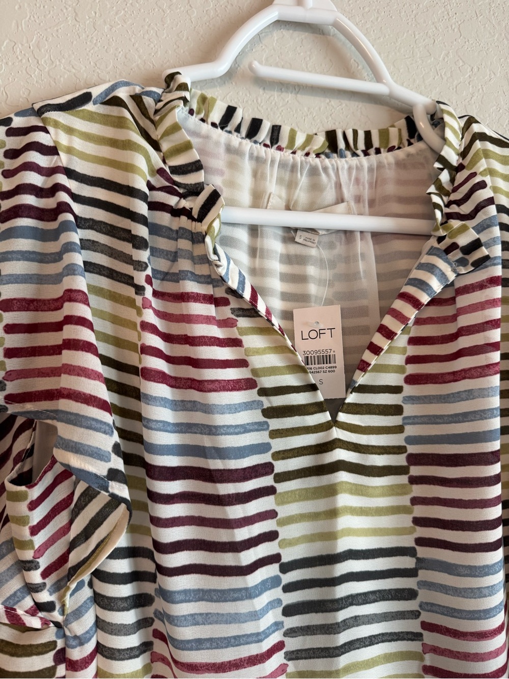 LOFT Colorful Striped Short Sleeve Dress - Picture 3 of 5